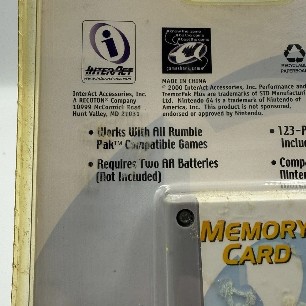 Vintage N64 TremorPak Plus Rumble Pak Memory‎ Card Sealed Nintendo 64